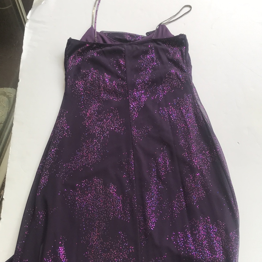 Vintage Y2K 90s Dress Purple Glitter Cowneck Sparkle Party Formal Cocktail HiLo - Picture 11 of 17
